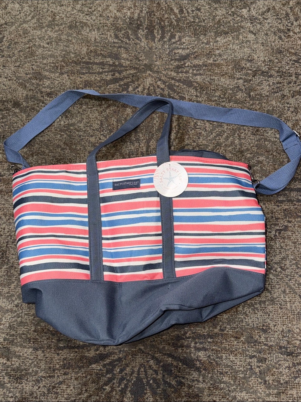 NEW Navy and Coral Striped Women’s Tote